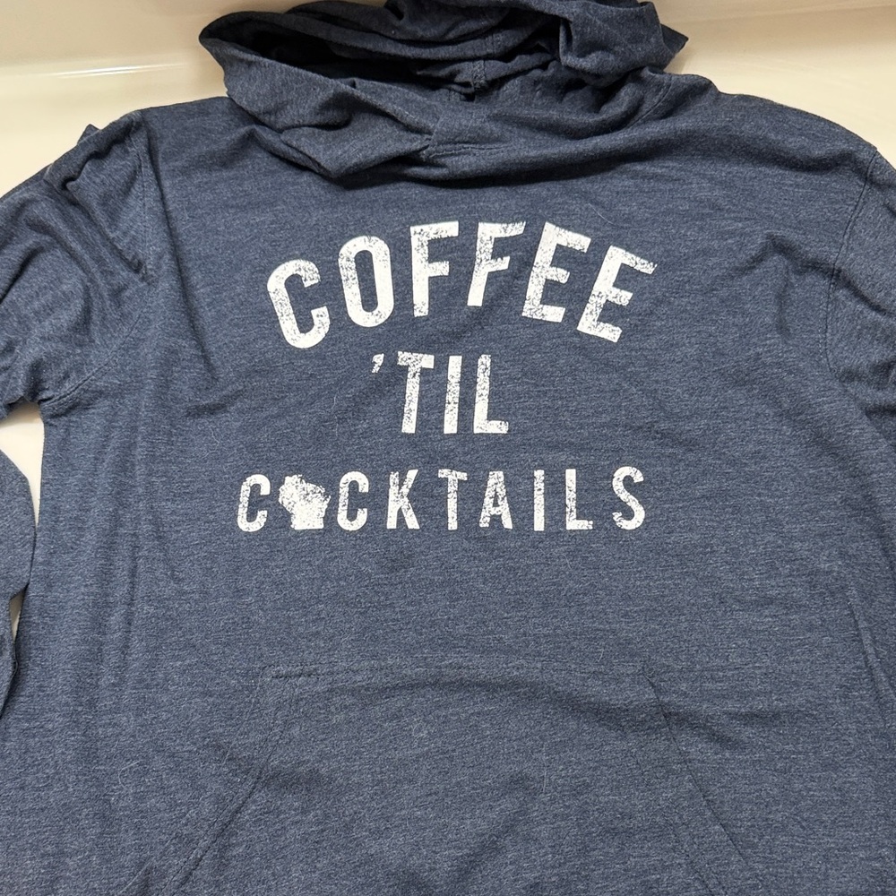 Graphic Hoodie - 'Coffee 'Til Cocktails' in Navy